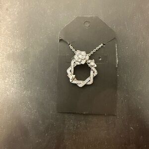 Source Unknown Silver Necklace with Crystal Details